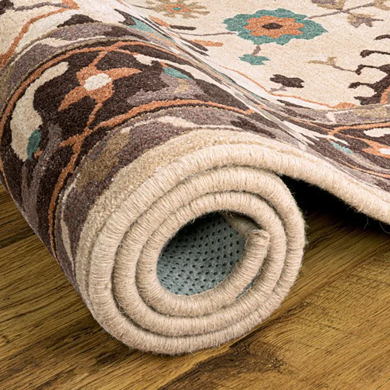 Nausicaa Ethnic Wool & Nylon Carpet - Brown & Beige media 5