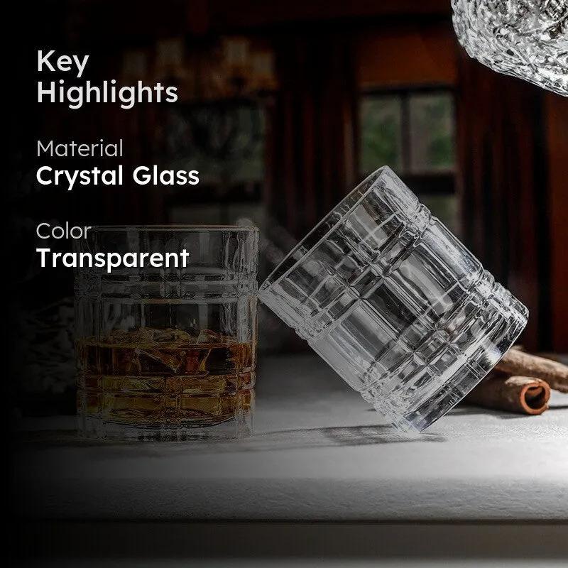 Premium Crystal Gridline Whiskey Glasses (337 mL Each) - Set Of Two media 2