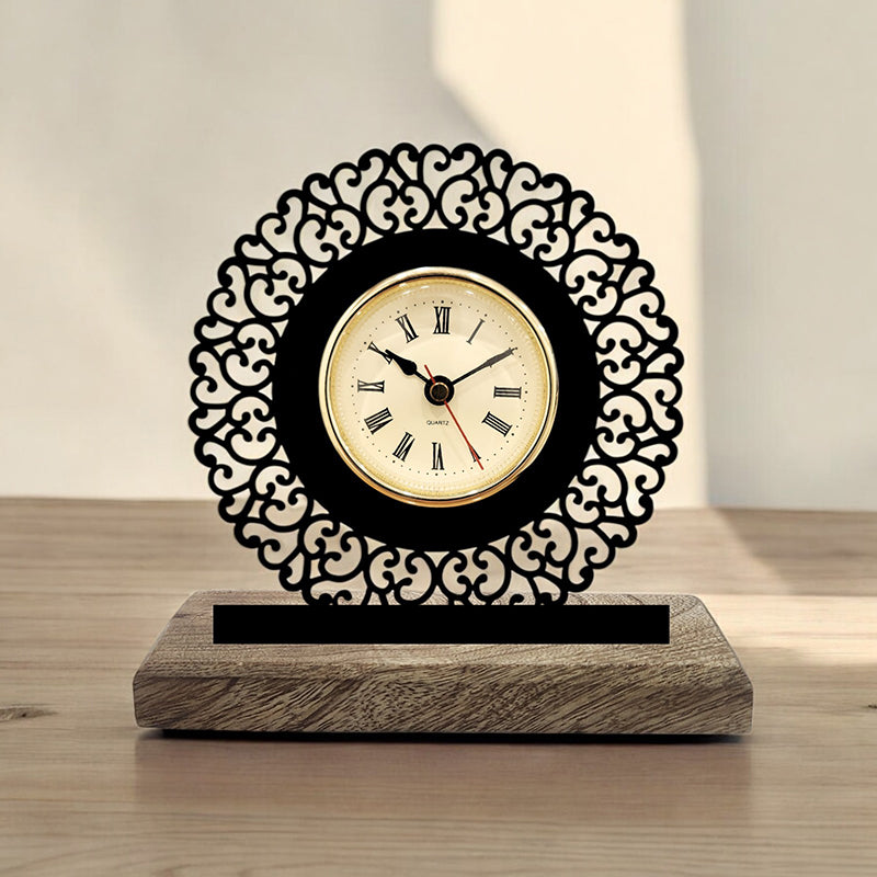 Floral Edge Analog Table Clock