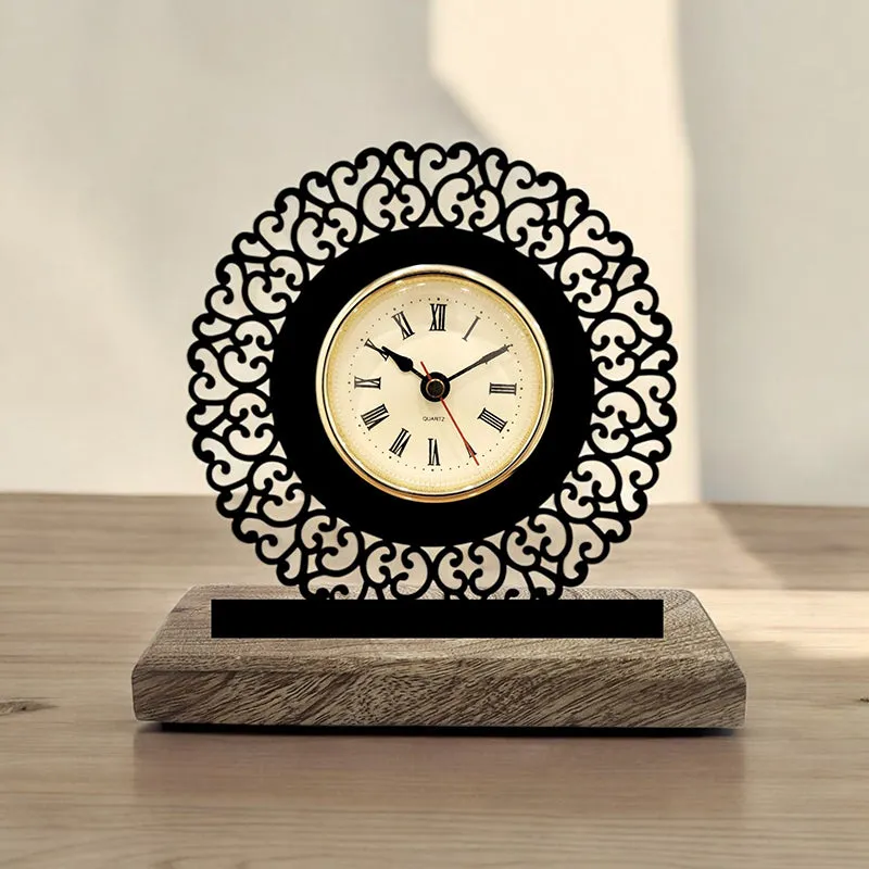 Floral Edge Analog Table Clock media 1