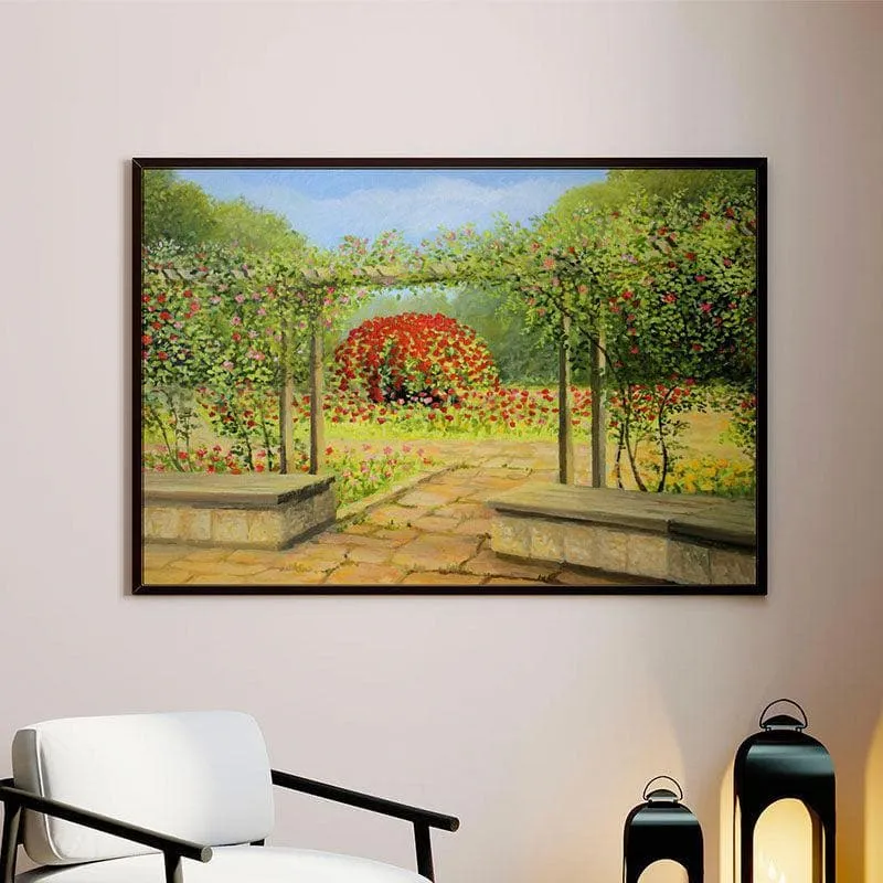 In The Rose Garden Canvas Wall Painting - Black Frame media 1