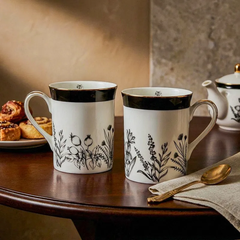 Gilded Bee Classic 24k Gold Brushed Porcelain Coffee Mug (300 mL Each) - Set Of Four media 3
