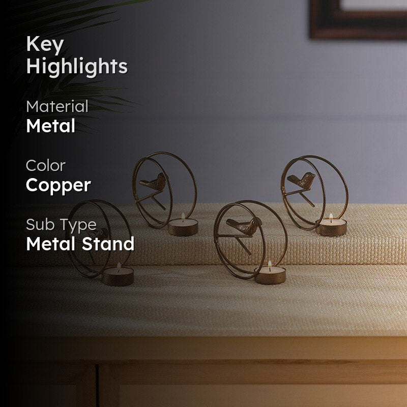 Alaiza Chirp Tealight Candle Holder (Copper) - Set Of Four media 2