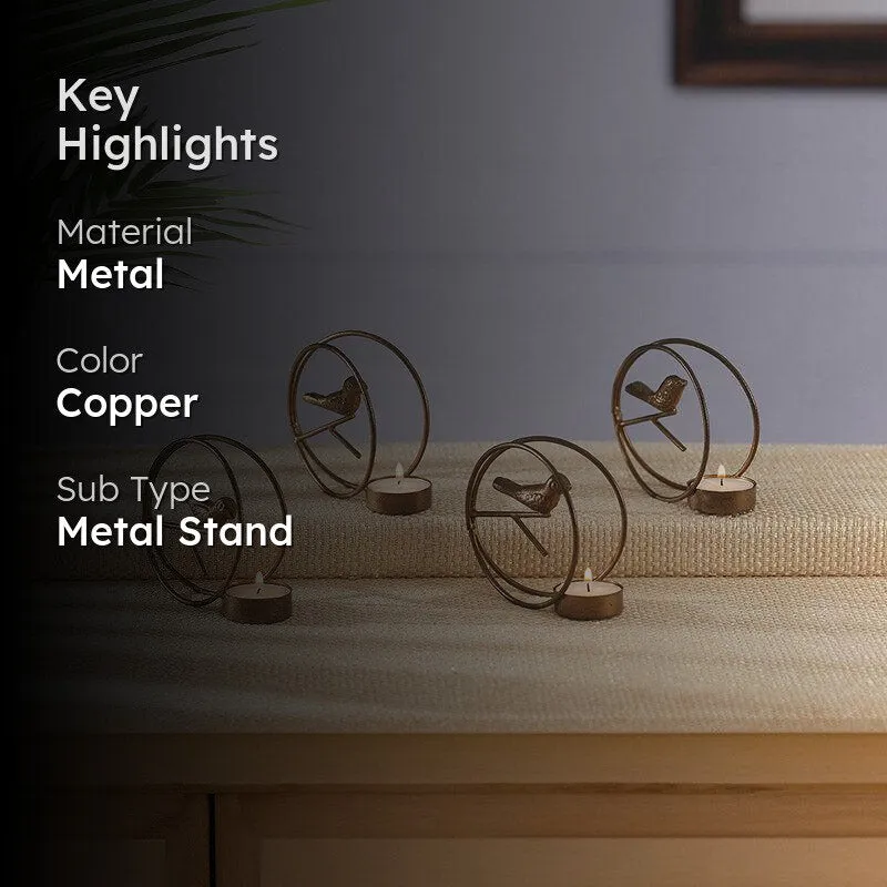 Alaiza Chirp Tealight Candle Holder (Copper) - Set Of Four media 2