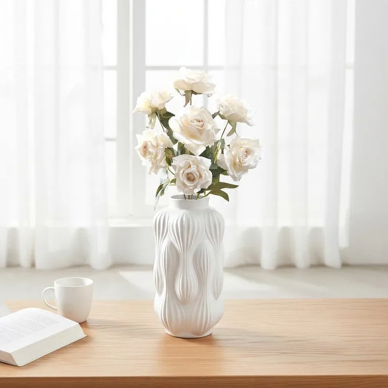 Floraura Rose Fabric Artificial Flower - White media 1