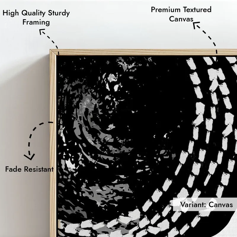 Inky Scribbles Framed Canvas Archival Canvas Wall Painting - Natural Brown Frame media 5
