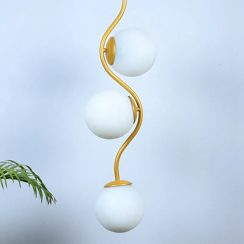 Pearl Trio Iron Moon Ceiling Lamp - Gold & White media 2