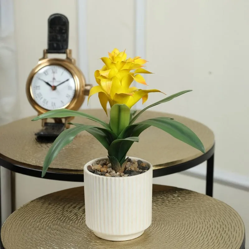 Artificial Yellow Ginger Lily Bonsai Plant With Ceramic Pot - 0.9 Feet media 1