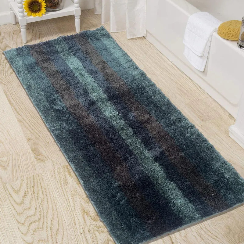 Jericho Luxe Micro Fiber Runner Rug - Green, Grey media 1