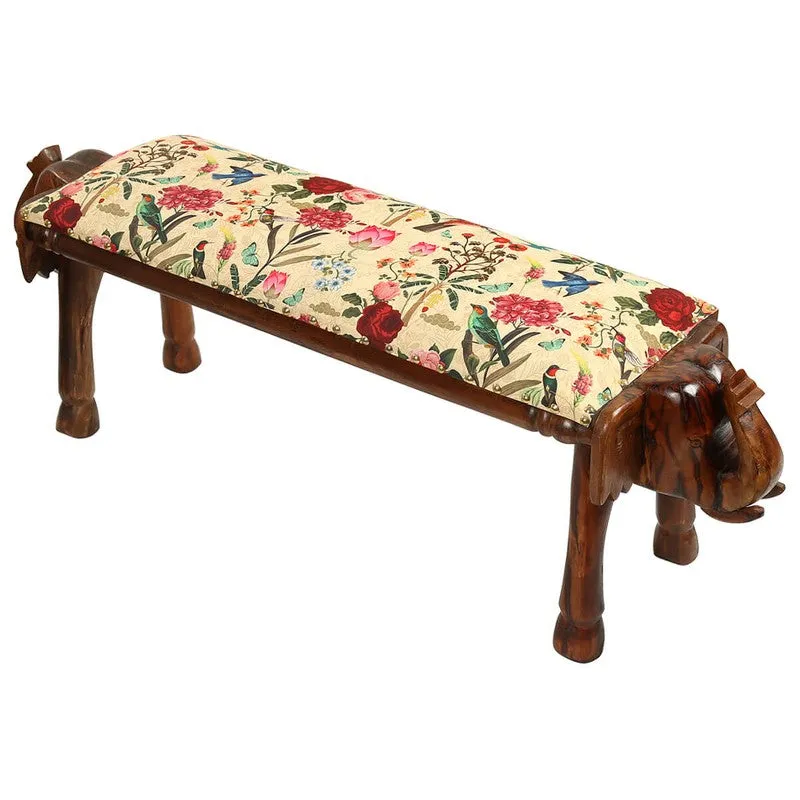 India Circus Acacia Wooden Bird Wooden Bench media 4