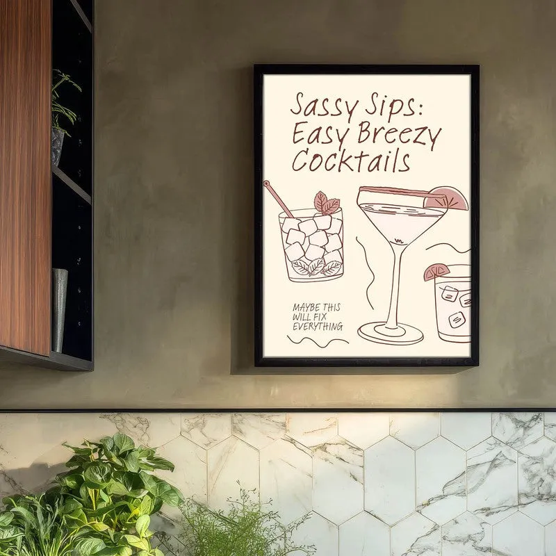 Sassy Sips Archival Canvas Wall Art - Black media 3