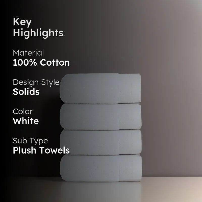 Micro Cotton Soft Serenity Solid Face Towel (White) - Set Of Four media 2