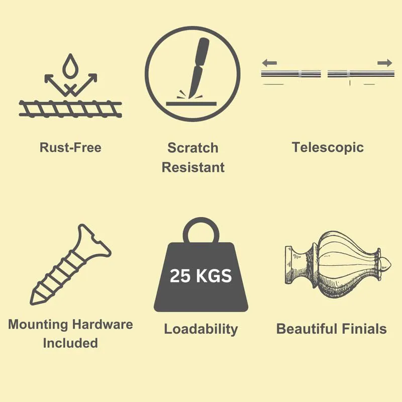 Polka Duo Extendable 1" Double Curtain Rod With Round Finial & Brackets media 3