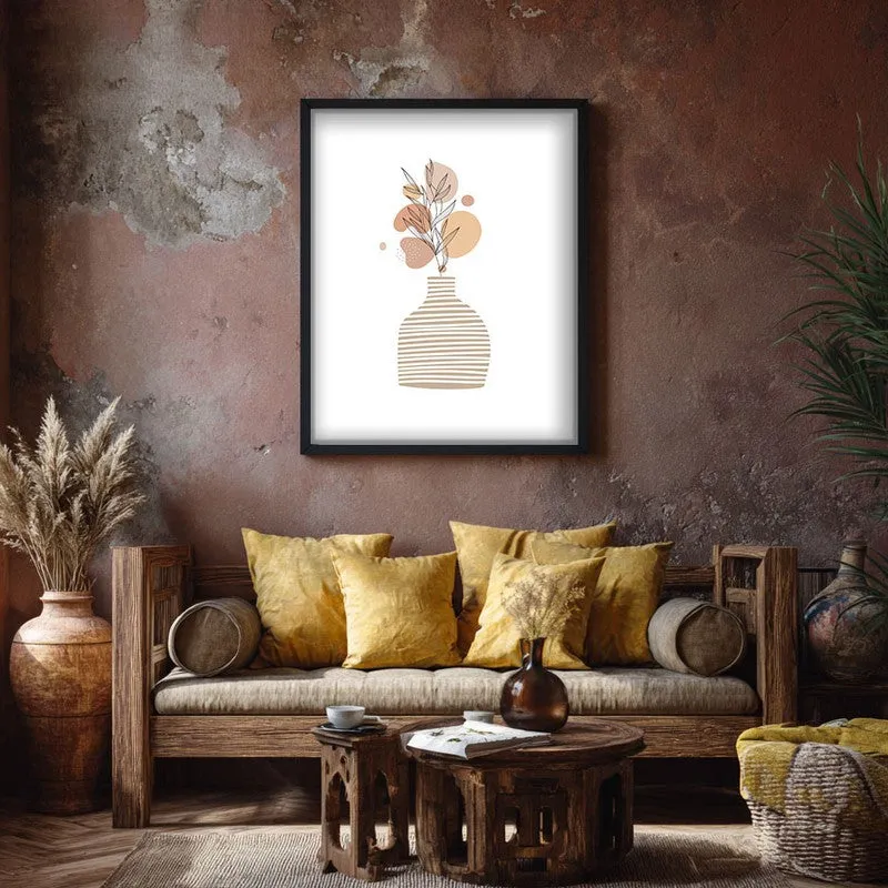 Striped Clay Canvas Wall Painting With Black Frame media 7
