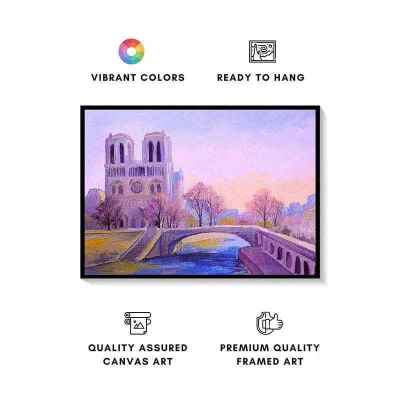 Notre Dame De Paris Canvas Painting - Black Frame media 4