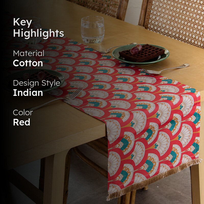 Mysore Mayoor Cotton Table Runner - Blue media 2