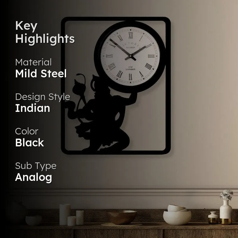 Jai Hanuman Steel Analog Wall Clock - Black media 2