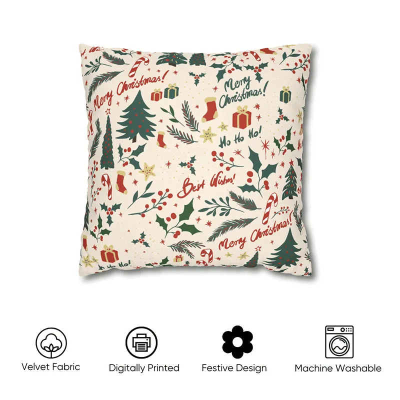 Winterberry Calm Velvet Christmas Cushion Cover - Set Of Five media 3