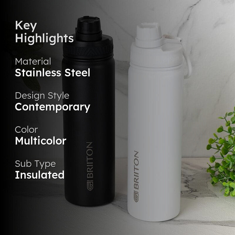 Drink Dazzle Hot & Cold Thermos Water Bottle (Black & White, 750 mL Each) - Set Of Two media 2