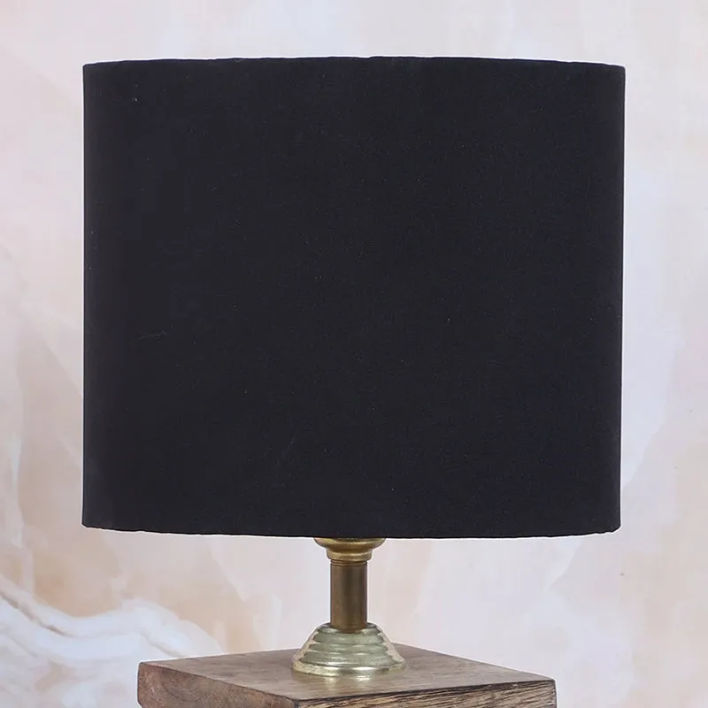 Bisara Cube Solid Mango Wood Table Lamp - Black, Brown media 4