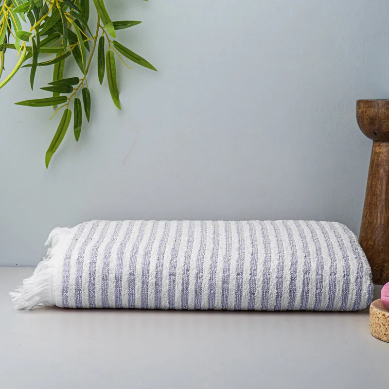 Micro Cotton LuxeDry Striped Comfort Bath Towel - Purple & White media 3