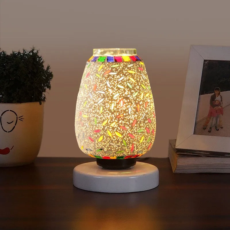 Glanex Glass Table Lamp With Wooden Base - Multicolor media 3