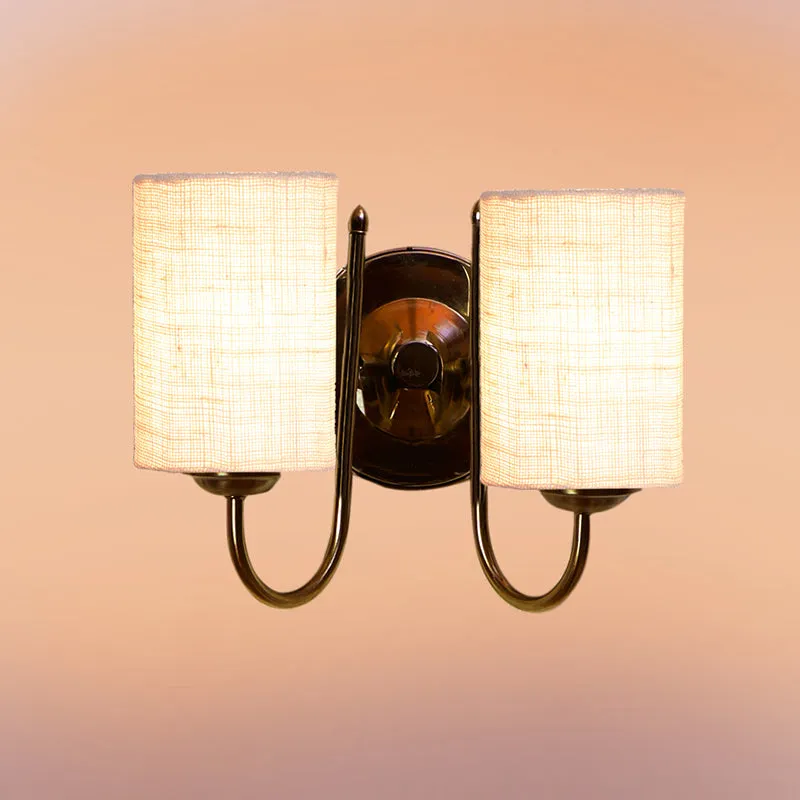 Veda Duo Cylindrical Fabric & Metal Wall Lamp - White media 3