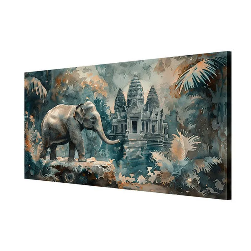 Sacred Temple With Gajendra Poly Canvas Wall painting media 5