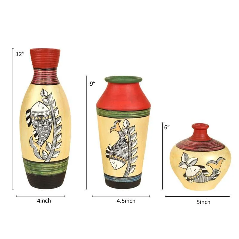 Ramatti Tribal Terracotta Vase - Set Of Three media 5