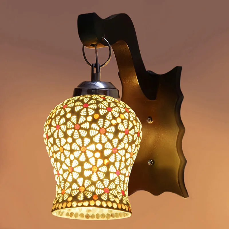 Delphi Mosaic Glass & Wooden Wall Lamp media 5