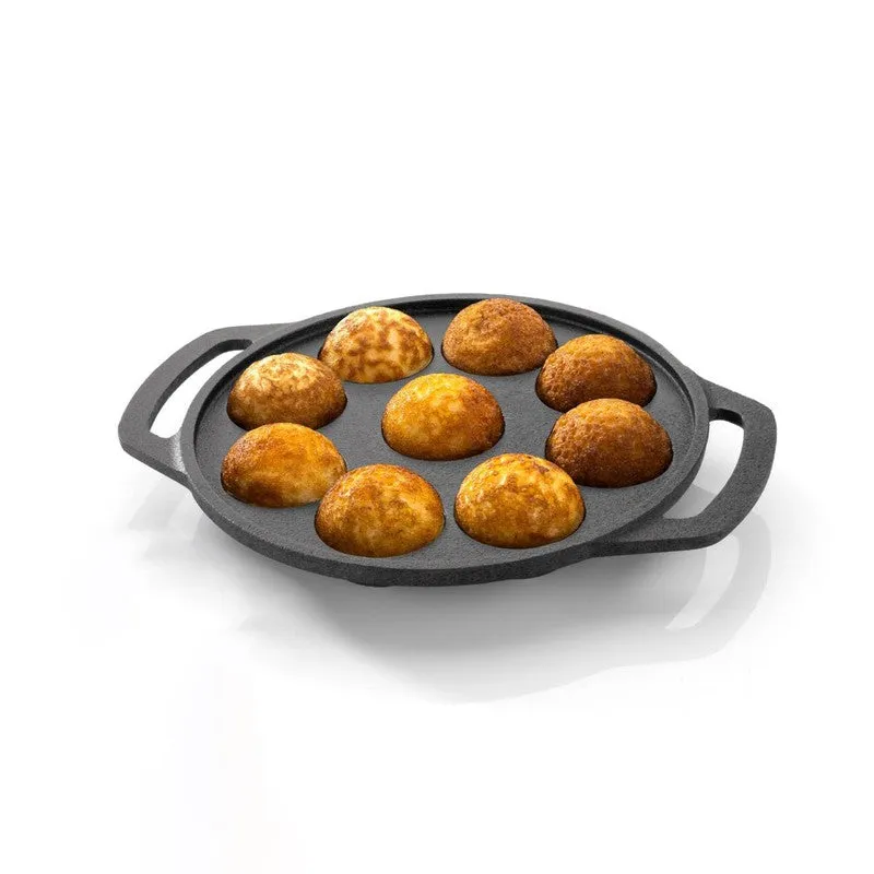 Round Ease Cast Iron Non-Stick Paniyaram & Appam Pan - Black media 5