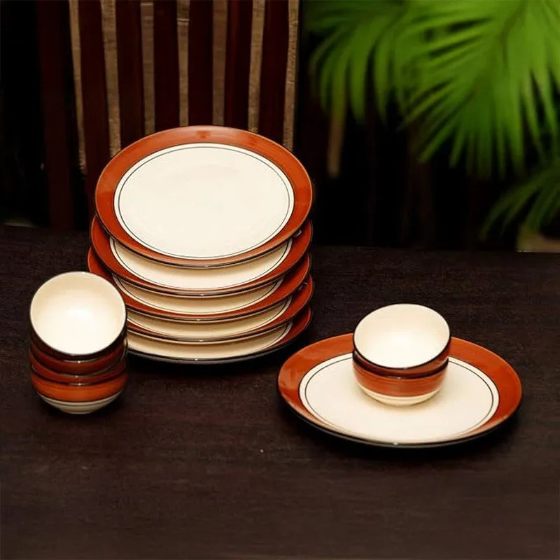 TerraMuse Elio Ceramic Dinner Set (Brown) - 12 Piece Set media 1