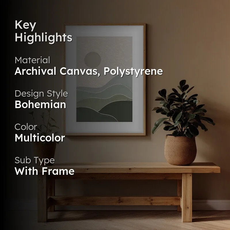Muted Morning Canvas Wall Painting With Brown Frame media 2