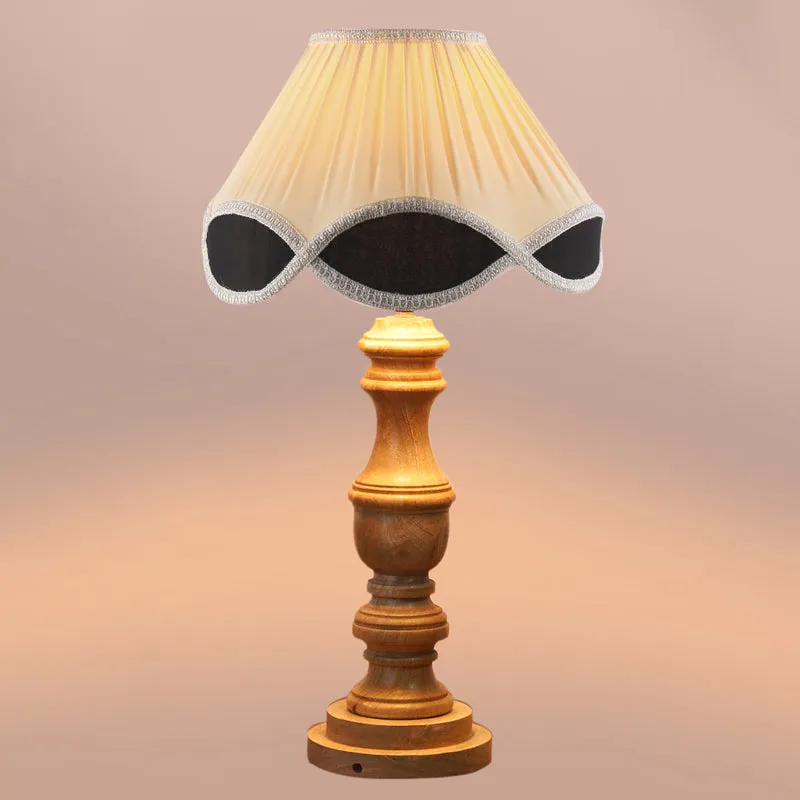 Valencia Carve Wooden Table Lamp - White,Brown media 4