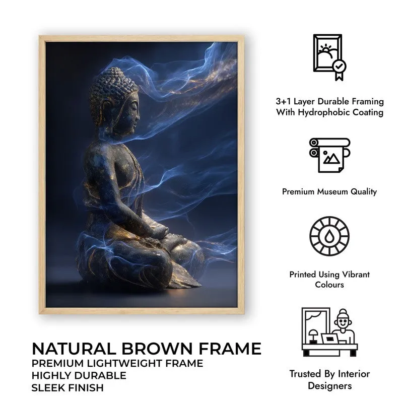 Luminous Buddha Archival Paper Wall Painting With Brown Frame media 9
