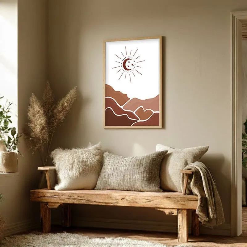 Desert Night Canvas Wall Painting With Brown Frame media 3