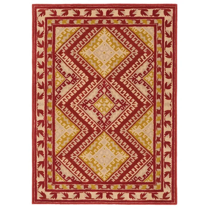 Loreth Hand Tufted Ethnic Wool & Nylon Carpet - Maroon media 1