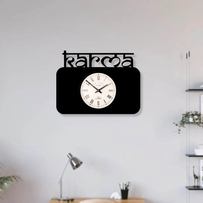 Karma Steel Analog Wall Clock - Black media 3