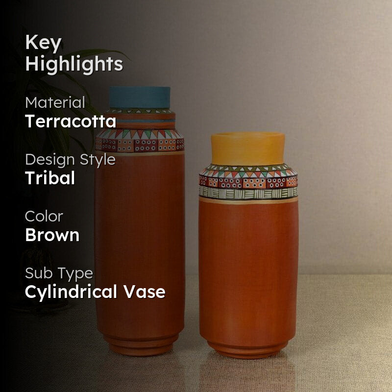 Ansala Tribal Terracotta Vase - Set Of Two media 2
