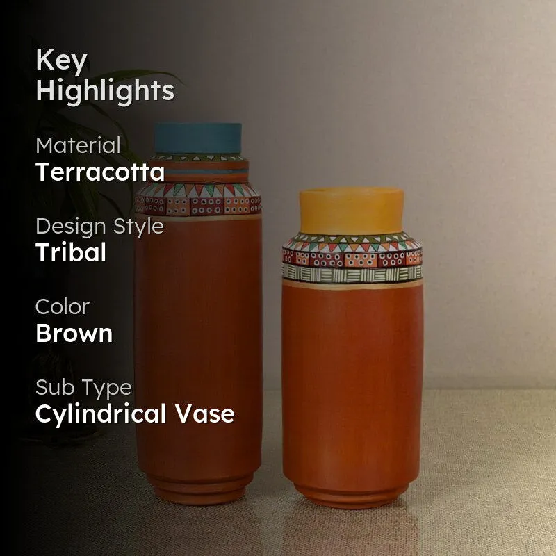 Ansala Tribal Terracotta Vase - Set Of Two media 2