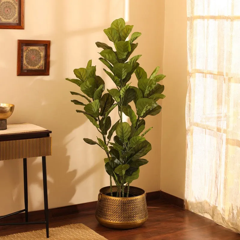Tall Artificial Fiddle Leaf Fig Plant With Black Plastic Pot 5 ft media 4