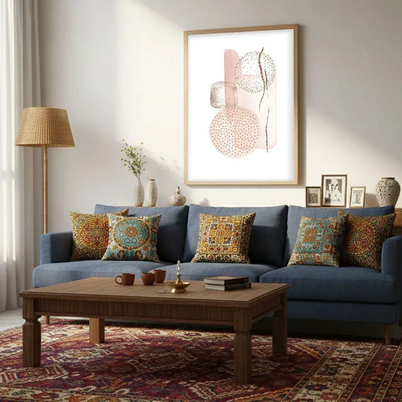 Rosy Freckles Framed Canvas Archival Canvas Wall Painting - Natural Brown Frame media 3