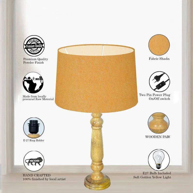 LumiCalm Ambient Desk Wooden Table Lamp - Yellow media 6