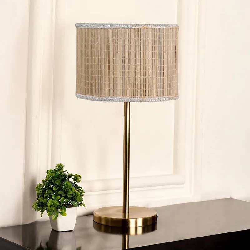 Aria Bamboo & Metal Table Lamp - Beige,Gold media 2