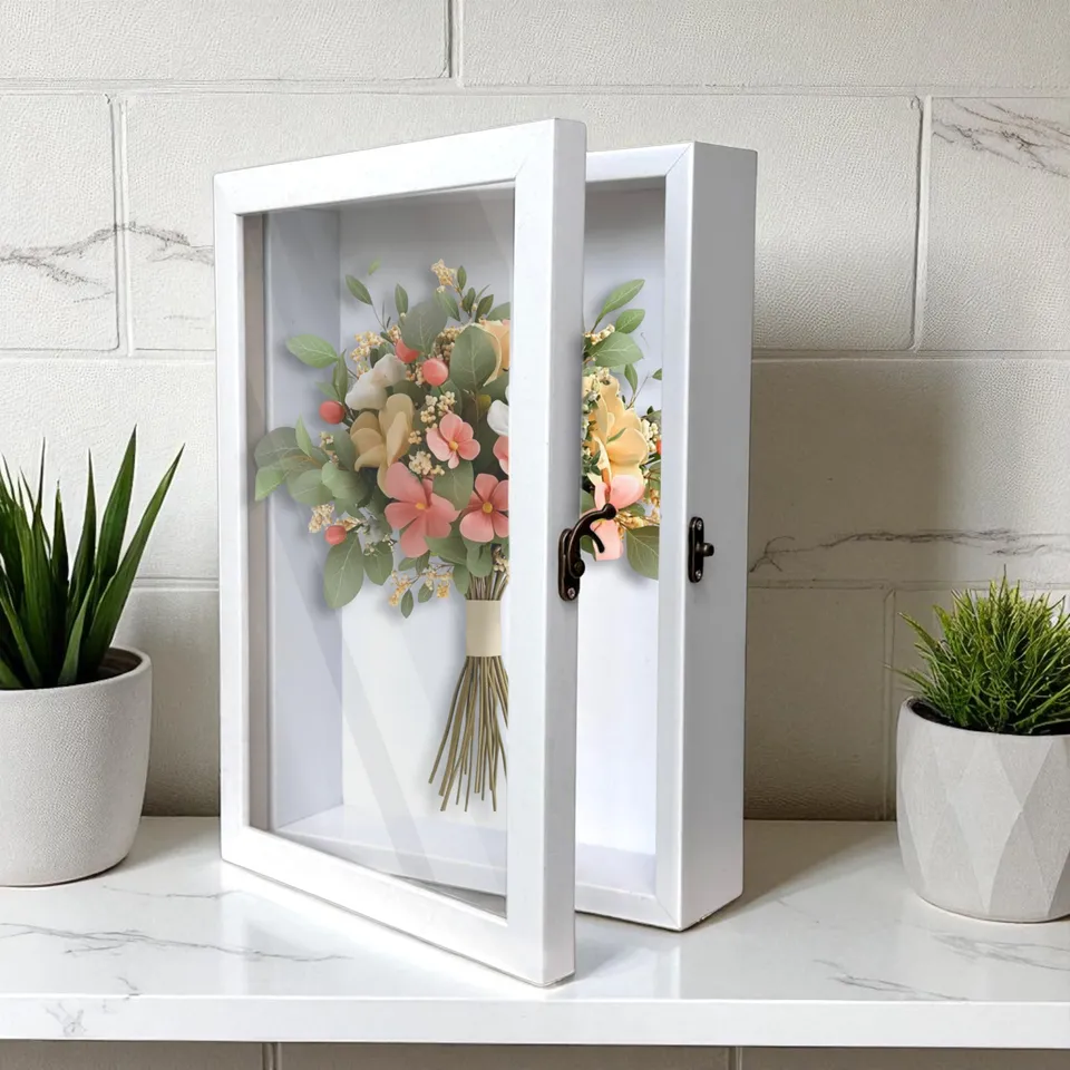 LuxeOutline MDF Shadow Box Photo Frame - White media 1