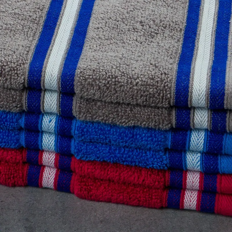 Nautica Dove Dual Down Cotton Hand Towel (Red,Blue & Grey) - Set Of Six media 5