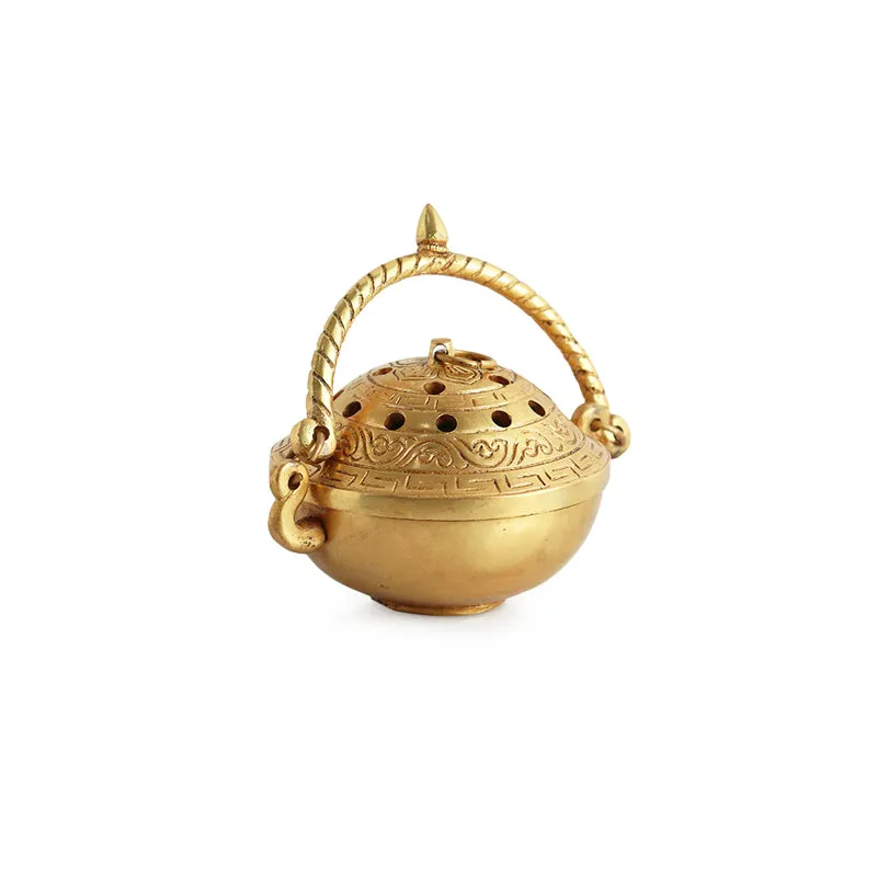Chandan Dhuni Hand-Etched Brass Incense Burner - 3