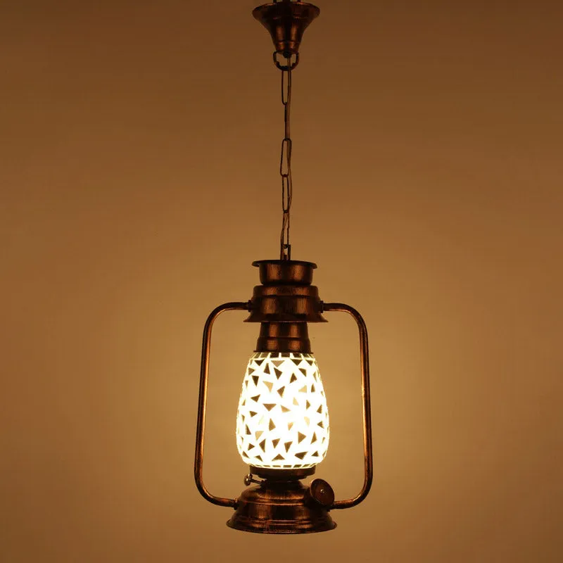 Dvija Mosaic Lantern Glass Ceiling Lamp - Copper media 4