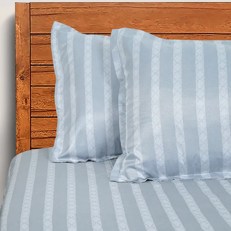 Saral Home Striped Microfiber Microfiber Bedsheet (Grey) - 350 GSM media 3