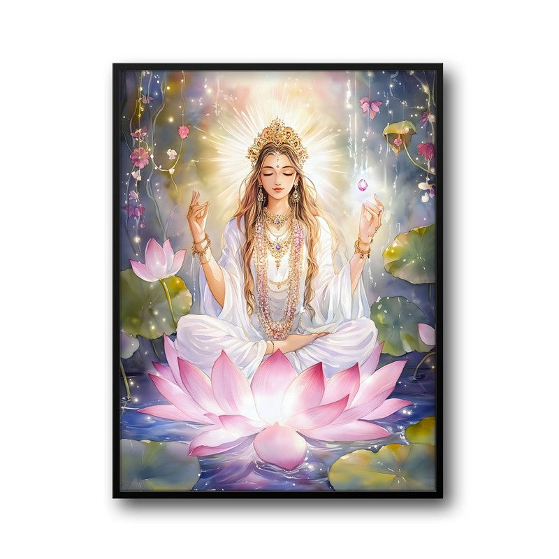 Adilakshmi Spiritual Archival Paper Wall Painting With Frame - Black media 5